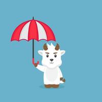 chèvre mignonne tenant un parapluie vecteur