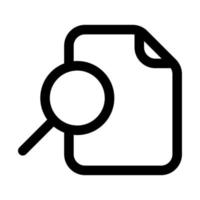 ligne d'icône de fichier de recherche isolée sur fond blanc. icône noire plate mince sur le style de contour moderne. symbole linéaire et trait modifiable. illustration vectorielle de trait parfait simple et pixel vecteur