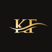 création de logo kf lettre swoosh pour l'identité de l'entreprise et de l'entreprise. logo kf vague d'eau vecteur