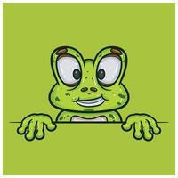 expression de visage heureux avec dessin animé de grenouille. vecteur