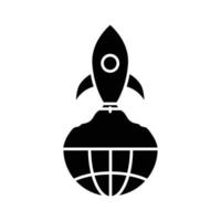 illustration d'icône de terre avec fusée. adapté à l'icône de démarrage global. icône liée à la gestion de projet. style d'icône de glyphe. conception de vecteur simple modifiable