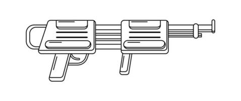 blaster linéaire vectoriel sur blanc. Pistolet-jouet de contour isolé pour la page de coloriage. conception d'arme futuriste