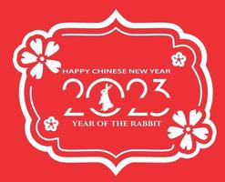 joyeux nouvel an chinois 2023 année du lapin design vector illustration abstraite rose et blanc