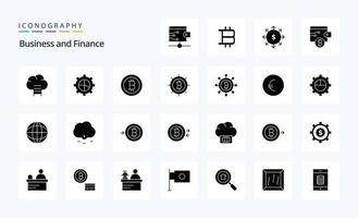pack d'icônes de glyphe solide de 25 finances vecteur