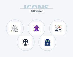 pack d'icônes plat halloween 5 conception d'icônes. icône de la nuit. Halloween. angoissant. Halloween effrayant. Gingembre vecteur