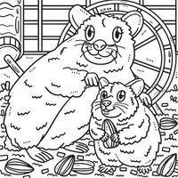 coloriage mère hamster et bébé hamster vecteur