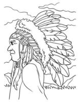 Coloriage de chef indien amérindien vecteur
