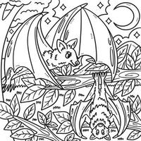 mère chauve-souris et bébé chauve-souris coloriage pour les enfants vecteur