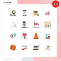 ensemble moderne de 16 couleurs et symboles plats tels que la progression de l'analyse paquet de graphique de smartphone pack modifiable d'éléments de conception de vecteur créatif