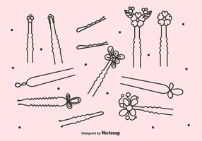 Ensemble de vecteur de cheveux noirs épingles