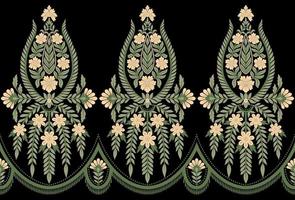 motif vectoriel continu damassé. ornement damassé vintage classique, motif géométrique victorien royal harmonieux pour papier peint, textile, emballage. motif floral baroque, fond vert
