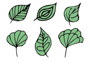 ensemble de feuilles simples dessinées à la main. clipart éco doodle. illustration botanique vecteur