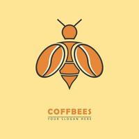 illustration de logo d'icône graphique vectoriel d'abeille et de café