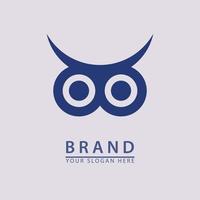 icône du logo bleu yeux de hibou vecteur