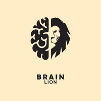 illustration de logo d'icône graphique vectoriel du cerveau et du visage d'un lion