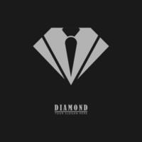 icône de logo de travail long diamant et cravate vecteur
