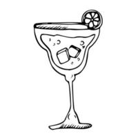 boissons d'été de doodle de vecteur. jus d'été en ligne et croquis de cocktails vecteur