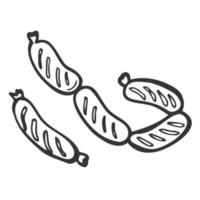 icône de doodle contour dessiné main saucisse grillée. illustration de croquis de vecteur de saucisse pour impression, web, mobile et infographie isolé sur fond blanc.