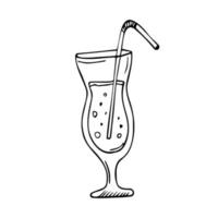 boissons d'été de doodle de vecteur. jus d'été en ligne et croquis de cocktails vecteur