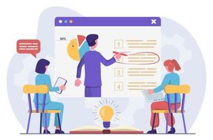 séminaire en ligne. les gens regardent la formation au développement en ligne vecteur