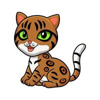 dessin animé mignon chat bengal assis vecteur