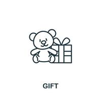 icône cadeau de la collection de choses pour bébés. symbole de cadeau d'élément de ligne simple pour les modèles, la conception Web et les infographies vecteur