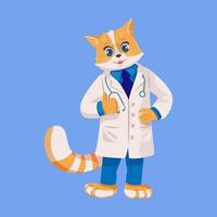 personnage de dessin animé mignon chat médecin vecteur