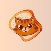 joli visage de chat dans un morceau de pain. vecteur