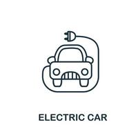 icône de voiture électrique de la collecte d'énergie propre. symbole de voiture électrique d'élément de ligne simple pour les modèles, la conception Web et les infographies vecteur