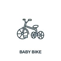 icône de vélo bébé de la collection de choses de bébé. symbole de vélo bébé élément de ligne simple pour les modèles, la conception Web et les infographies vecteur