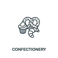 icône de confiserie de la collection de boulangerie. symbole de confiserie d'élément de ligne simple pour les modèles, la conception Web et l'infographie vecteur