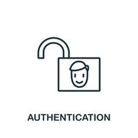 icône d'authentification de la collection d'authentification. symbole d'authentification d'élément de ligne simple pour les modèles, la conception Web et les infographies vecteur