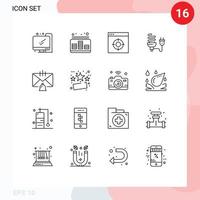 16 contours universels définis pour les applications web et mobiles branchez l'application d'énergie ampoule électrique éléments de conception vectoriels modifiables vecteur