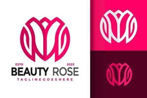 lettre m beauté rose logo logos élément de conception modèle d'illustration vectorielle stock vecteur