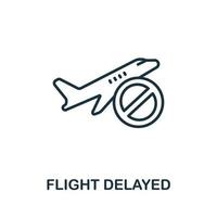 icône de vol retardé de la collection de l'aéroport. icône de vol en ligne simple retardée pour les modèles, la conception Web et les infographies vecteur