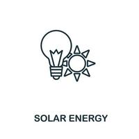 icône de l'énergie solaire de la collecte d'énergie propre. symbole d'énergie solaire d'élément de ligne simple pour les modèles, la conception Web et les infographies vecteur