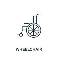 icône de fauteuil roulant. symbole de fauteuil roulant d'élément de ligne simple pour les modèles, la conception Web et les infographies vecteur