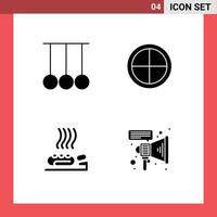 interface utilisateur pack de 4 glyphes solides de base de compétition chaleur sport ménage spa éléments de conception vectoriels modifiables vecteur