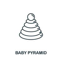 icône de pyramide de bébé de la collection de choses de bébé. symbole de pyramide de bébé d'élément de ligne simple pour les modèles, la conception Web et les infographies vecteur