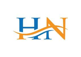 vecteur de conception de logo hn. création de logo swoosh lettre hn. modèle vectoriel de logo lié à la lettre hn initiale