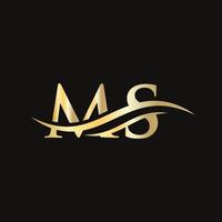 création de logo ms. création initiale du logo de la lettre ms vecteur