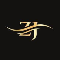 vecteur de logo zj vague d'eau. création de logo swoosh lettre zj pour l'identité de l'entreprise et de l'entreprise