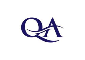 création de logo qa. vecteur initial du logo de la lettre qa. création de logo swoosh lettre qa