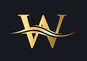 création de logo lettre w. w logotype avec concept de vague d'eau vecteur