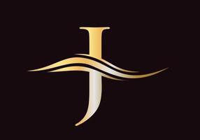 création de logo lettre j. logotype j avec concept de vague d'eau vecteur