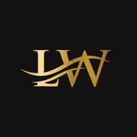 création de logo swoosh letter lw pour l'identité de l'entreprise et de l'entreprise. logo de vague d'eau lw vecteur