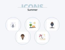 pack d'icônes plates d'été 5 conception d'icônes. l'été. désert. Température. Soleil. vacances vecteur