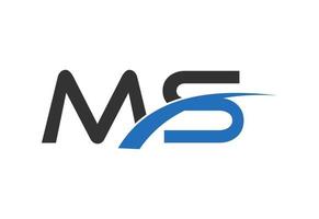 création de logo de lettre ms, avec swoosh, concept de design vectoriel