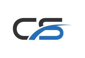 création de logo de lettre cs, avec swoosh, concept de design vectoriel