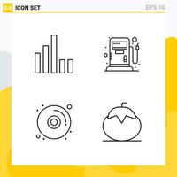 4 icônes créatives signes et symboles modernes de connexion alimentaire carburant cd éléments de conception vectoriels modifiables sains vecteur